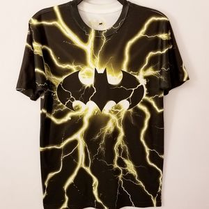 men's black Batman lightening bolt nylon shirt